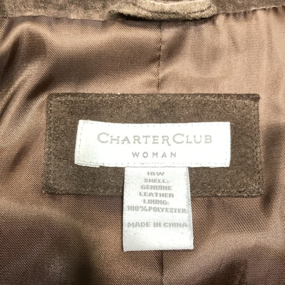 Charter Club Brown Leather Women’s Coat - Picture 3 of 7